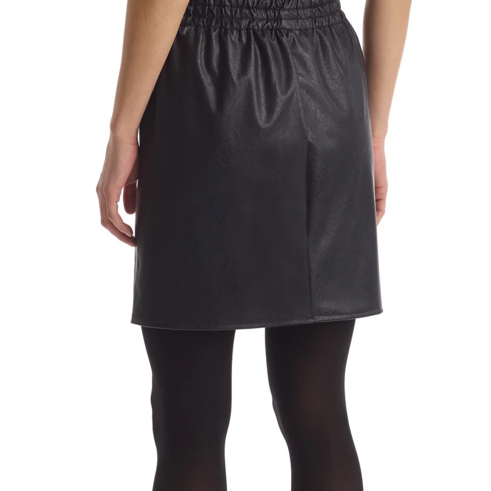 Faux Leather Skirt with Smocked Waistband